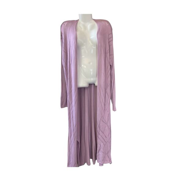 H by Halston Women's Lavender Long Length Stitch Detail Sweater Cardigan Size 2X - Picture 2 of 10